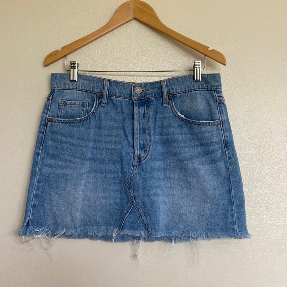 Aeropostale High Rise Mini Skirt Light Wash 10